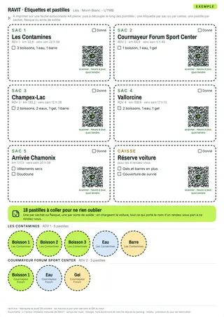 Exemplo de folha de assistência · Folha de etiquetas: etiquetas e adesivos